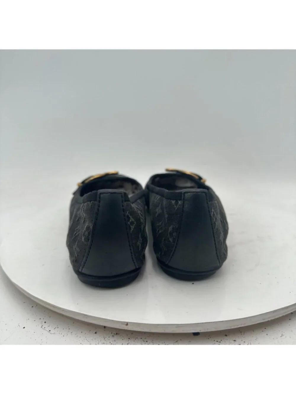 Louis Vuitton Women Size EU 40 US 10 Grey Monocrom Canvas Buckle Flat Shoes